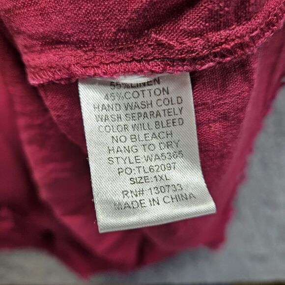 Umgee Pink Fushia Dress Collared Womens Size XL Linen Cotton Casual Knee Length - Picture 7 of 8